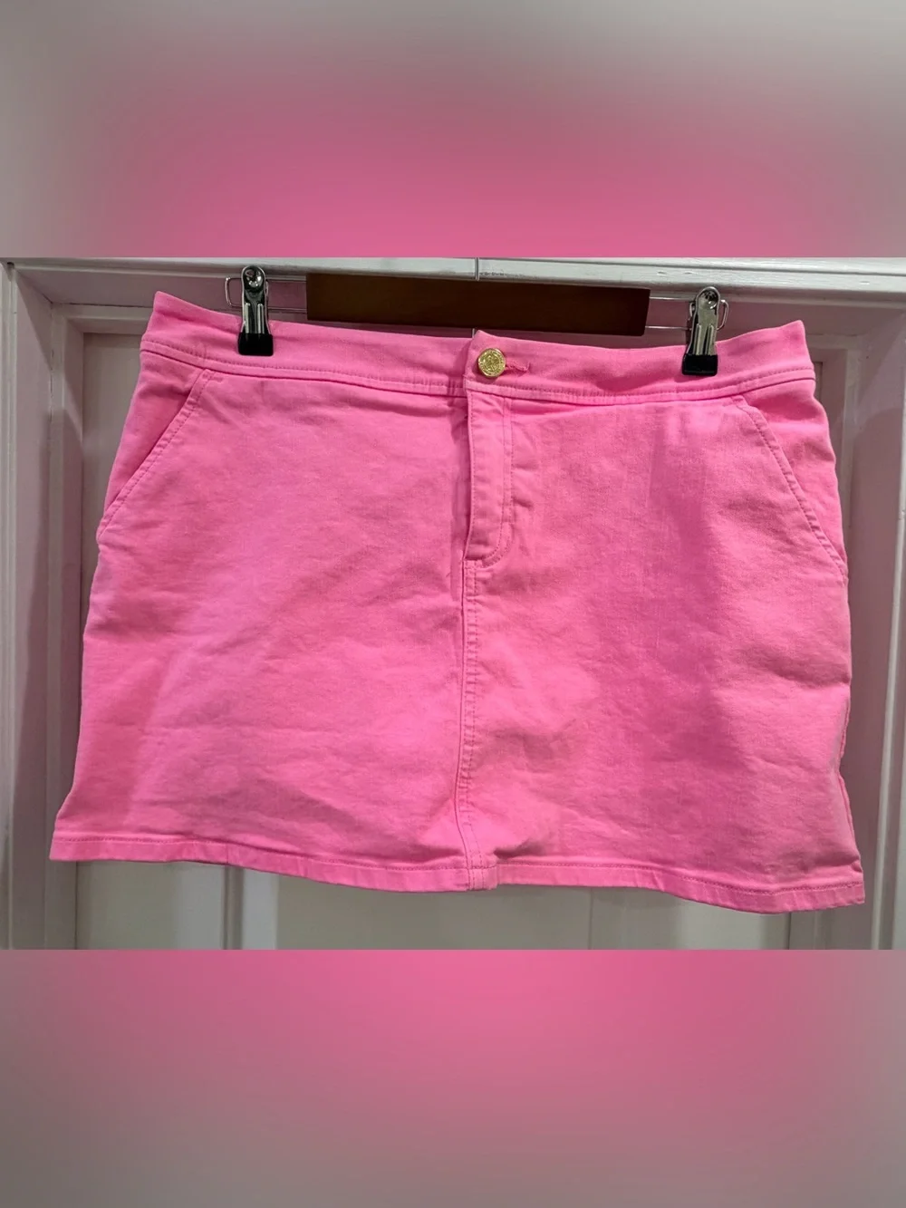 Lilly Pulitzer Colette Pink Denim Skort Skirt Size 10